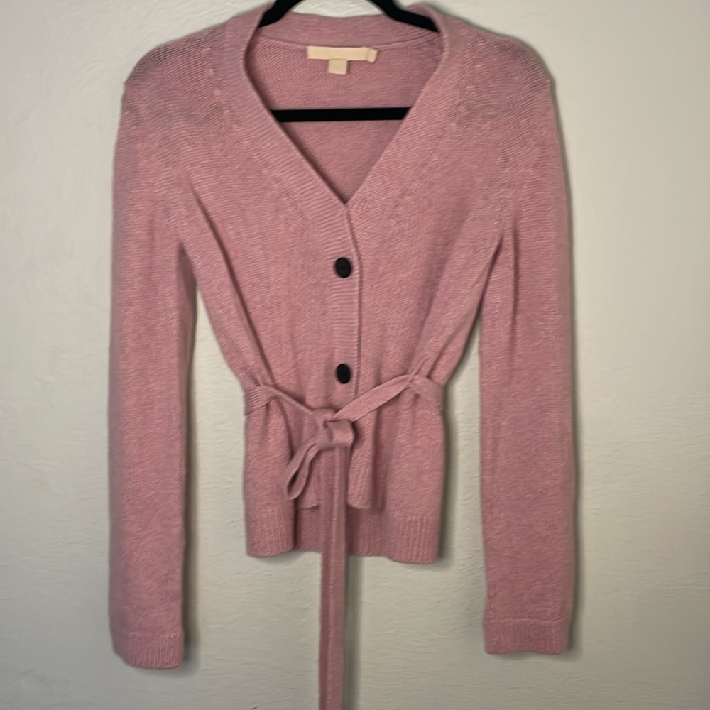 BROCK COLLECTION Belted V-neck Cashmere sweater Size XS  Pink - Picture 2 of 7